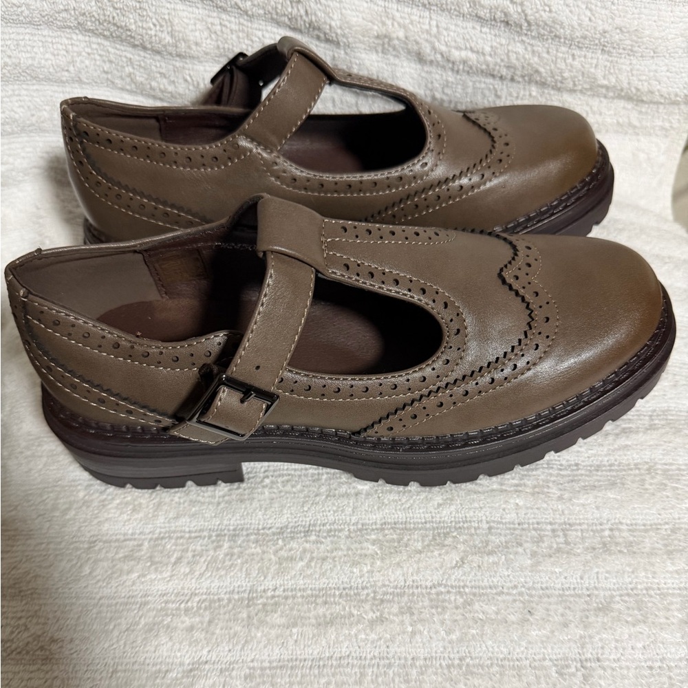 TMA Eyes Women Mary Jane English Style Platform Shoes Brown. 37/ US 7 - Picture 2 of 4